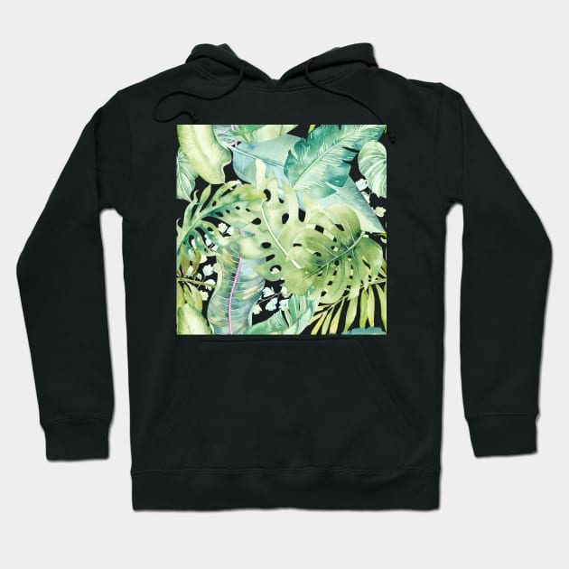 Sage Green Tropical Foliage Hoodie by PixDezines